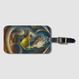 Cute Ivory Dragon & White Wine Fantasy Art Bagagebricka