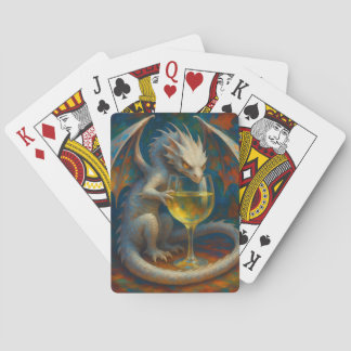 Cute Ivory Dragon & White Wine Fantasy Art Casinokort