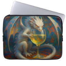 Cute Ivory Dragon & White Wine Fantasy Art