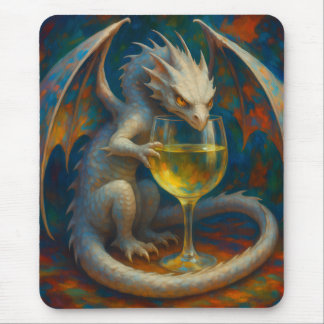 Cute Ivory Dragon & White Wine Fantasy Art Musmatta