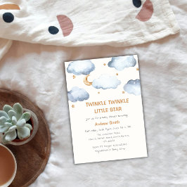 Cute Ivory Måne Stars Twinkle Twinkle Baby Shower Inbjudningar