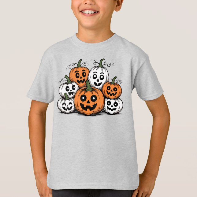 Cute Jack-o'-Lantern Crowd T Shirt (Framsida)