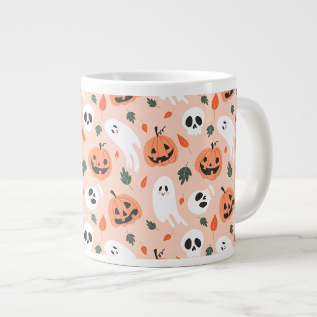 Cute Jack-O-Lantern & Ghost Mönster Jumbo Mugg (Framsida höger)