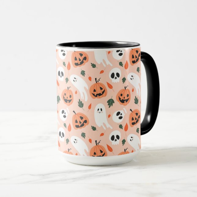Cute Jack-O-Lantern & Ghost Mönster Mugg (Framsida höger)