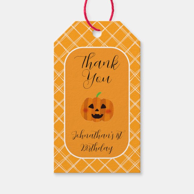 Cute Jack o lantern Halloween-Födelsedagsfest Presentetikett (Framsidan)