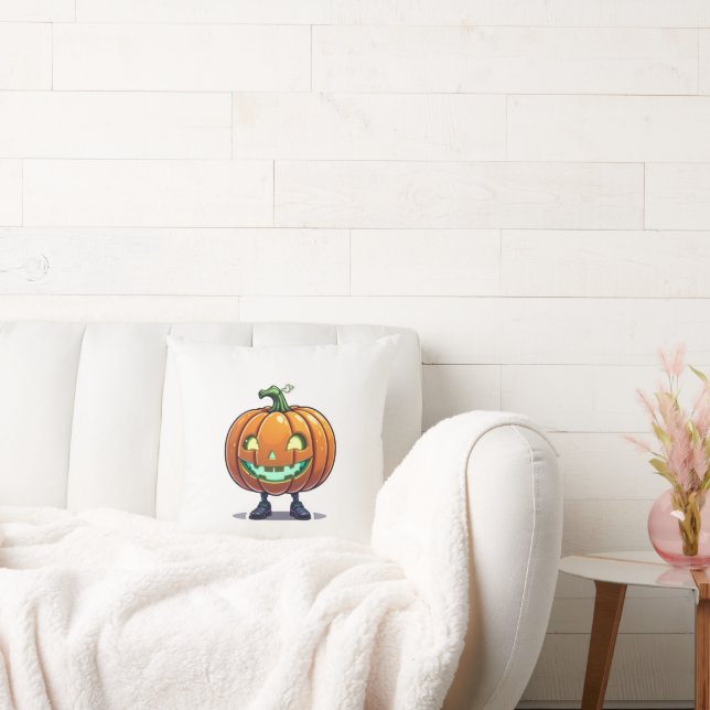 Cute Jack-O’-Lantern Halloween Funny Pumpkin Ansik Kudde (Soffa)