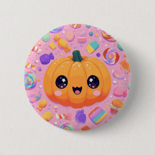 Cute Jack-o-Lantern med godis-knapp Knapp