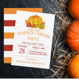 Cute Jack-O-Lantern Pumpkin Carving Party Inbjudningar