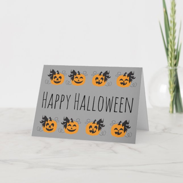Cute Jack o lantern Pumpkin Orange Boarder Kort (Framsida)
