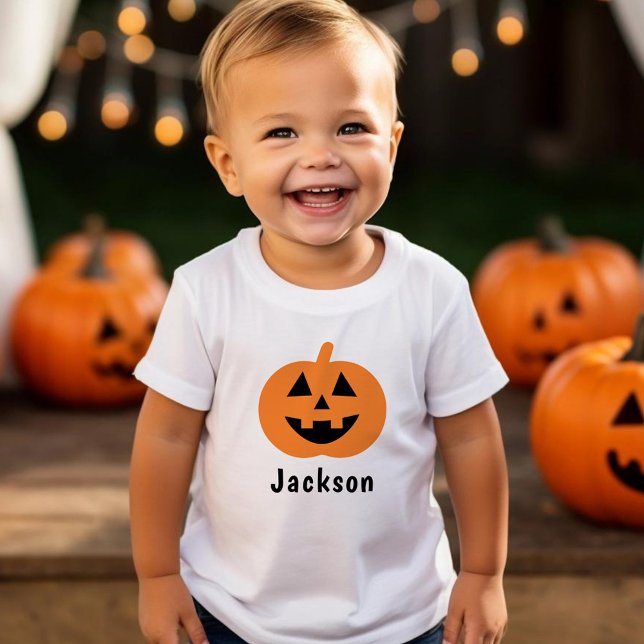 Cute Jack o lantern Pumpkin Orange Halloween Namn T Shirt (Skapare uppladdad)