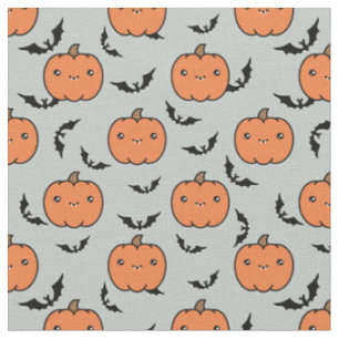 Cute Jack-O-Lantern Pumpkins & Fladdermöss Mönst Tyg
