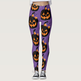Cute Jack O'Lantern Lila - allt-över-skriv-legerin Leggings