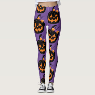 Cute Jack O'Lantern Lila - allt-över-skriv-legerin Leggings
