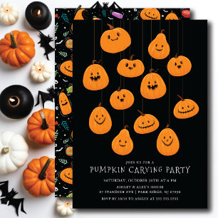 Cute Jack O'lantern Pumpkin Carving Halloween Inbjudningar