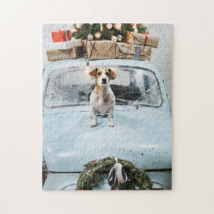Cute Jack Russel på jul Pussel