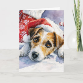 Cute Jack Russell Christmas Greeting Card Helgkort
