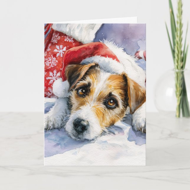Cute Jack Russell Christmas Greeting Card  Helgkort (Framsida)