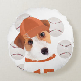 Cute Jack Russell Hund Baseball Jersey och Bollar Rund Kudde