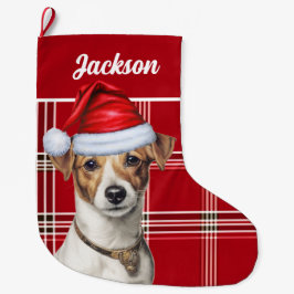 Cute Jack Russell Hund Red Play Personlig Stor Julstrumpa