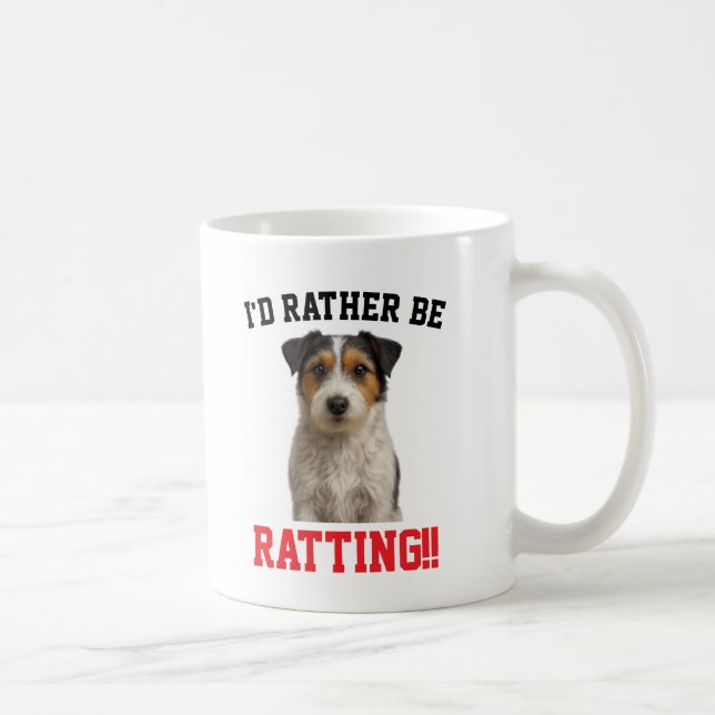 Cute Jack Russell 'I'd rather be RATTING' mug Kaffemugg (Höger)