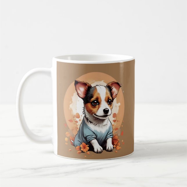 Cute Jack Russell Puppy Kaffemugg (Vänster)
