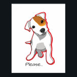 Cute Jack Russell Puppy Poster med Red Accent<br><div class="desc">Underbar poster för hund älskare eller Jack Russell-entusiasten. Den har en söt popkonsdesign</div>