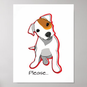 Cute Jack Russell Puppy Poster med Red Accent