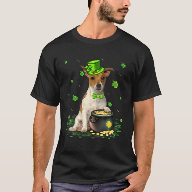 Cute Jack Russell Terrier Hund älskare St Patricks T Shirt (Framsida)