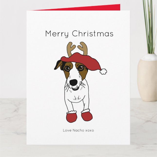Cute Jack Russell Terrier Hund Santa Santa Santa Kort (Framsida)