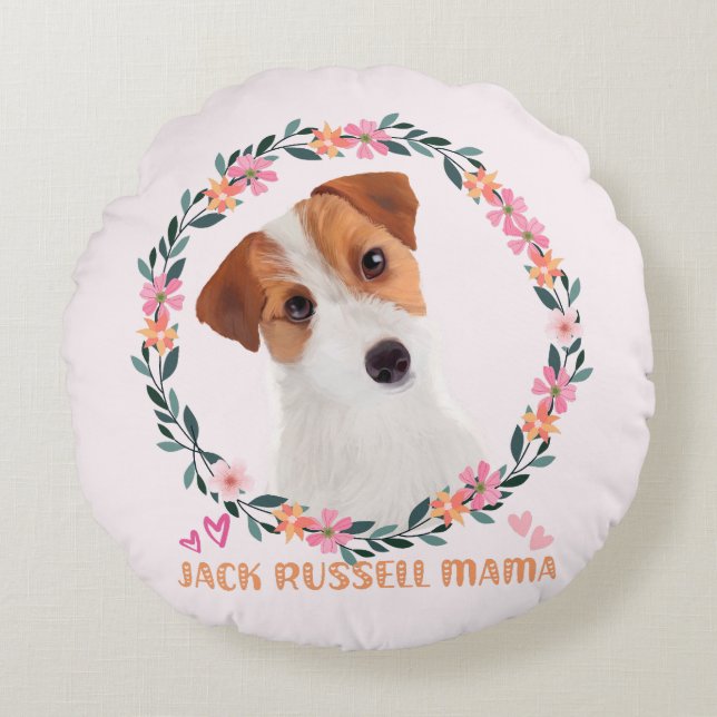 Cute Jack Russell Terrier - Jack Russell Mamma Rund Kudde (Framsidan)