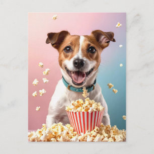 Cute Jack Russell Terrier med Popcorn Vykort