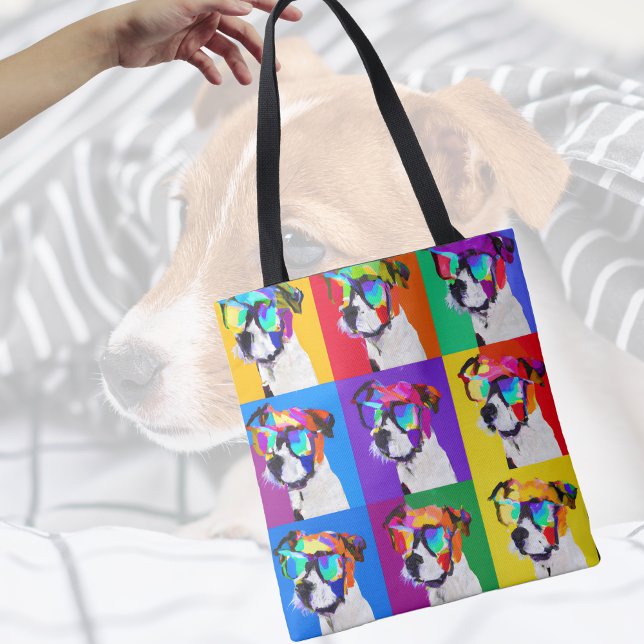 Cute Jack Russell Terriers i popart stil Tygkasse (Skapare uppladdad)