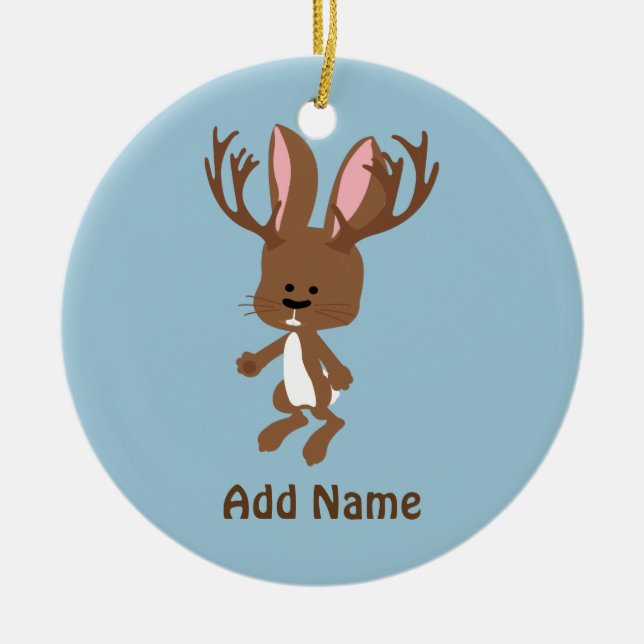 Cute Jackalope Julgransprydnad Keramik (Framsidan)