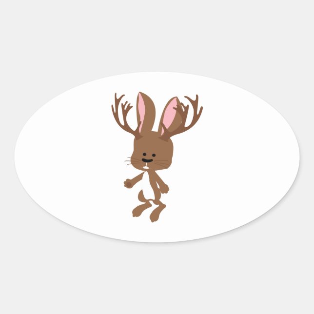 Cute Jackalope Ovalt Klistermärke (Framsida)