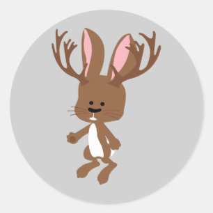 Cute Jackalope Runt Klistermärke