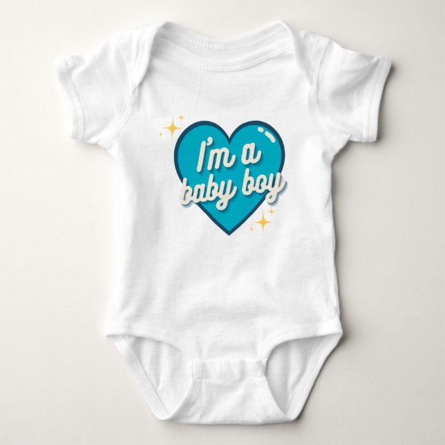 Cute jag är en Pojke-överraskning Gender Baby Body T Shirt (Framsida)