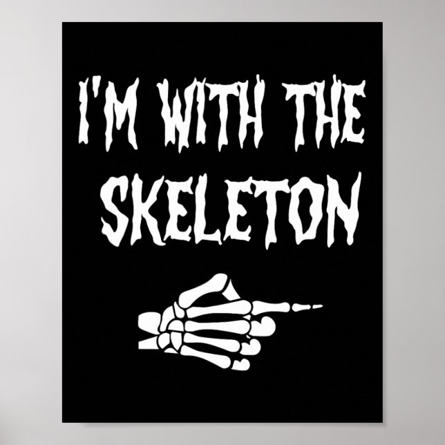 Cute jag är med Skeleton Halloween Par Matching Poster (Framsidan)