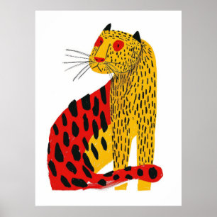 Cute Jaguar Illustration Poster - AR 34 Stil