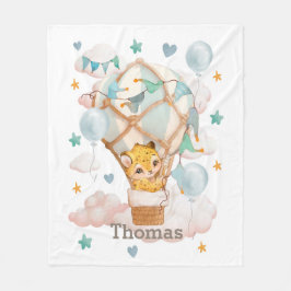 Cute jaguar unge i en luftballong fleecefilt