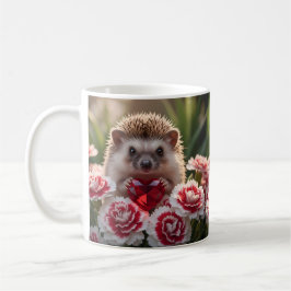 Cute January Hedgehog with Garnet Heart Kaffemugg