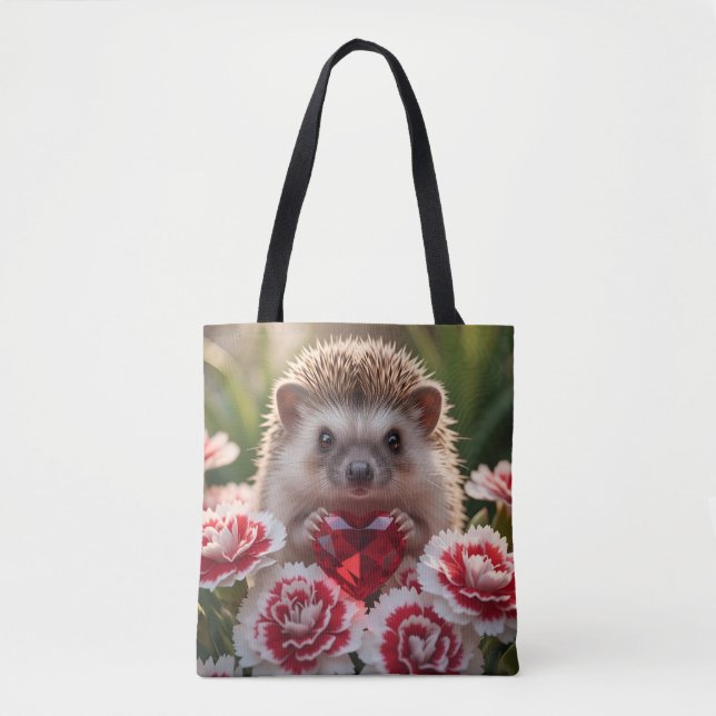 Cute January Hedgehog with Garnet Heart Tygkasse (Framsida)