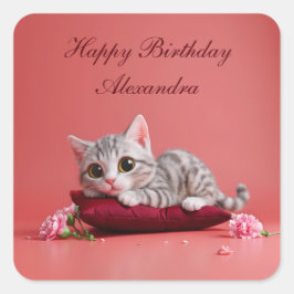 Cute Janukbit med nejlikor Fyrkantigt Klistermärke