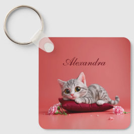 Cute Janukbit med nejlikor Nyckelring