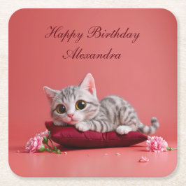 Cute Janukbit med nejlikor Underlägg Papper Kvadrat