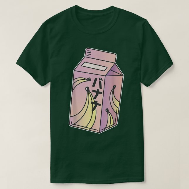 Cute Japanese Banana Milk Drink Kawaii Manga Anime T Shirt (Design framsida)