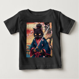 Cute Japanese Samurai Cat  T Shirt