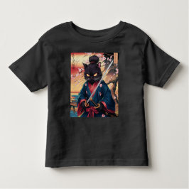 Cute Japanese Samurai Cat  T Shirt