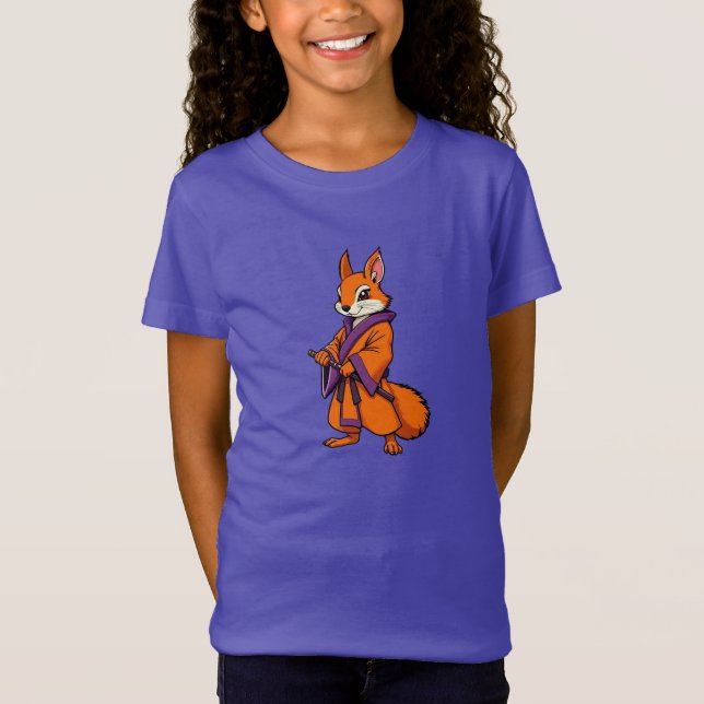 Cute Japanese Samurai Squirrel T Shirt (Framsida)