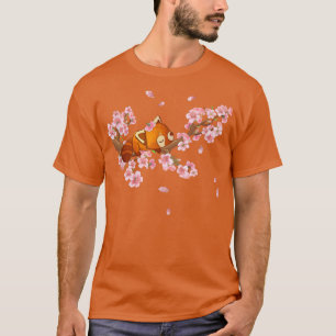 Cute Japansk Art Cherry Blommar Kawaii Red Panda T Shirt