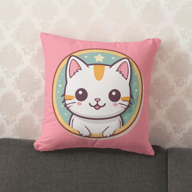 Cute Japansk Cat Kawaii Kitten Kudde (Skapare uppladdad)